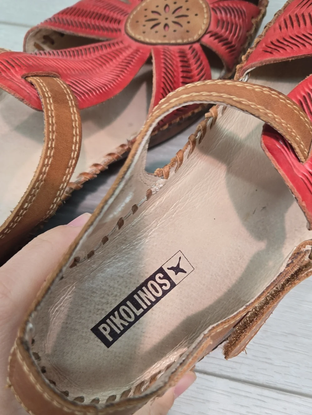 Pikolinos Women Puerto Vallarta scarlet Leather Sandals Clog Shoes Sz 39/8.5